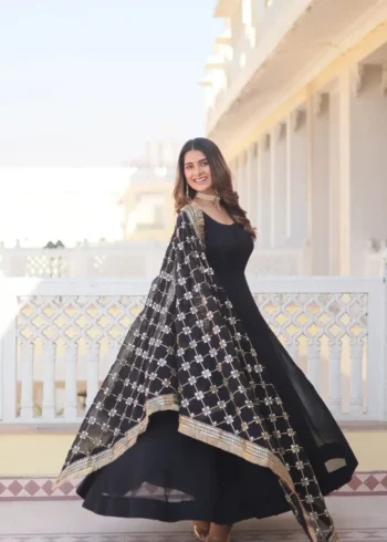 Faux Blooming Multi Sequins Embroidered Gown with Dupatta