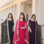 Faux Blooming Multi Sequins Embroidered Gown with Dupatta