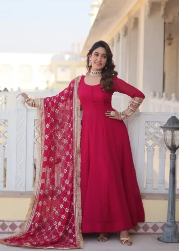 Faux Blooming Multi Sequins Embroidered Gown with Dupatta