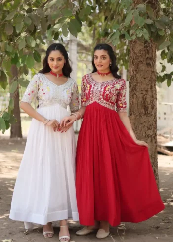 Faux Blooming Zari & Sequins Embroidered Designer Gown