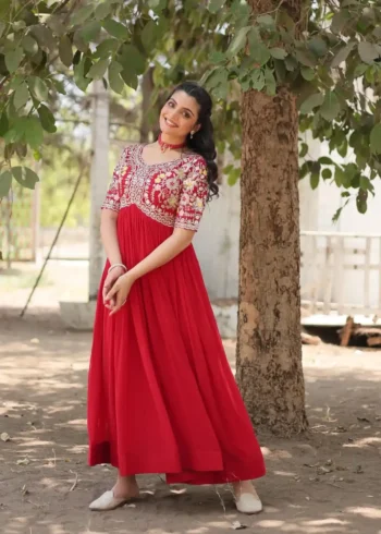 Faux Blooming Zari & Sequins Embroidered Designer Gown