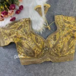 gold color Soft Italian Slub Silk Readymade Bridal Blouse