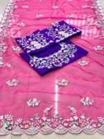 Heavy Embroidered Soft Organza Silk Designer Saree