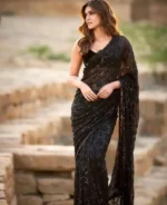 Kriti Sanon in Hot Georgette Black Designer Saree