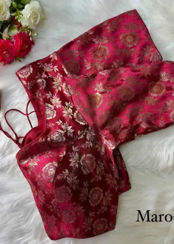 maroon Color Pure Simmer Jacquard Silk Readymade Blouse