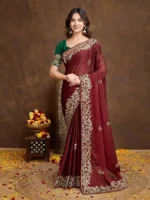 Maroon Soft Rangoli Silk Designer Saree Buy Celebrity Sarees Online