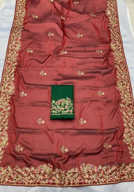 Maroon Soft Rangoli Silk Designer Saree