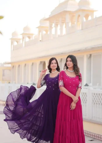 Minimal Sequins & Zari Embroidered Designer Wedding Gown