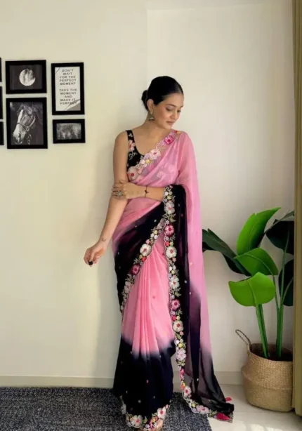 Faux Georgette Multi Colour Sequins Saree