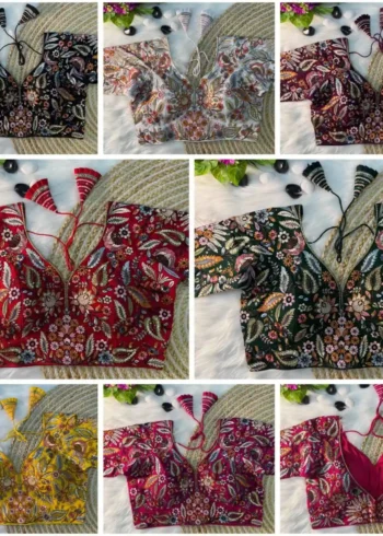 Multi Thread Embroidered Partywear Readymade Blouse