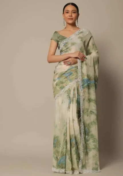 Party Wear Georgette Printed Shibori Saree