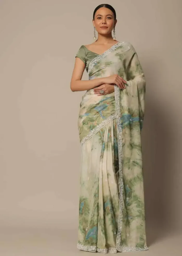 Party Wear Georgette Printed Shibori Saree