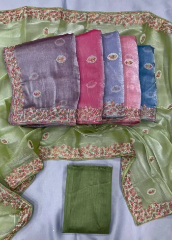 Party Wear Soft Premium Burberry Silk pastel colours Saree