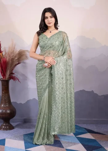Party Wear Twill Net Pastel Color Sarees