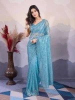 Party Wear Twill Net Pastel Colours Saree