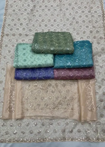 Party Wear Twill Net Pastel Colours Saree