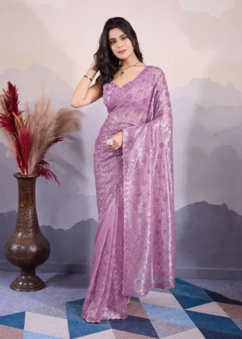 Party Wear Twill Net Pastel Colours Saree