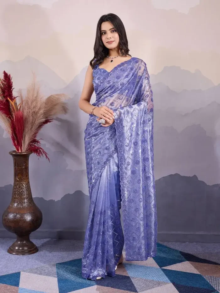 Party Wear Twill Net Pastel Colours Saree