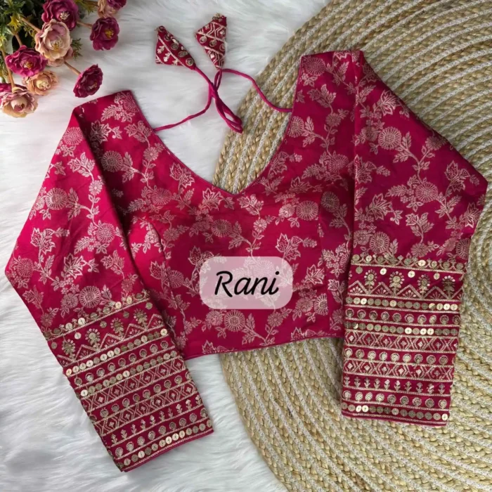 reani color pure dola silk full sleeves readymade blouse