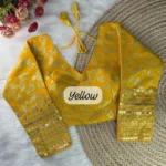 yellow color pure dola silk full sleeves readymade blouse