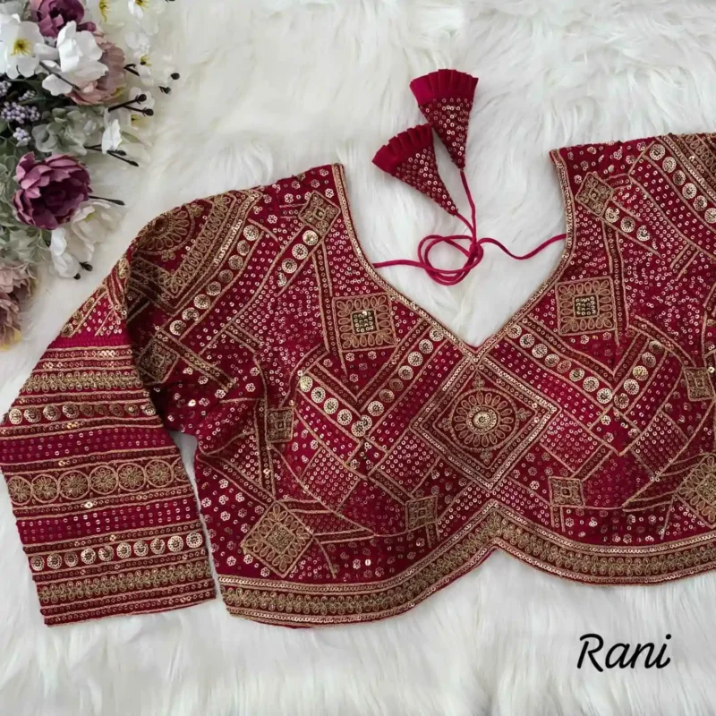 rani color Long Sleeves Apple Cut Designer Readymade Blouse