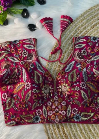 rani Color Multi Thread Embroidered Partywear Readymade Blouse
