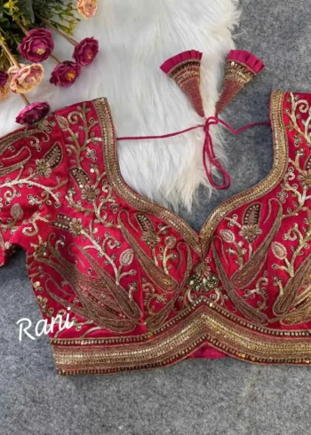rani color Soft Italian Slub Silk Readymade Bridal Blouse
