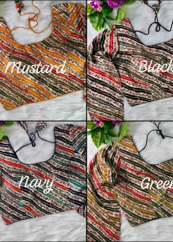 Rayon Cotton Printed Long Sleeves Leheriya Blouse
