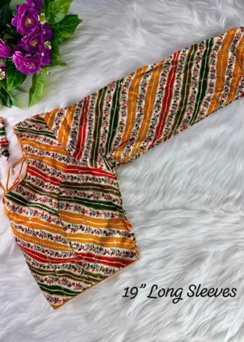 Rayon Cotton Printed Long Sleeves Leheriya Blouse