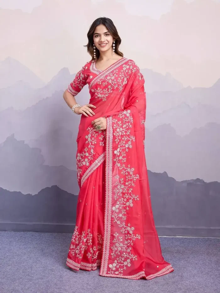 Soft Taby Organza Silk Wedding Saree