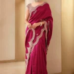Red color Two Tone Vichitra Silk Embroidery Saree buy celebrity sarees online