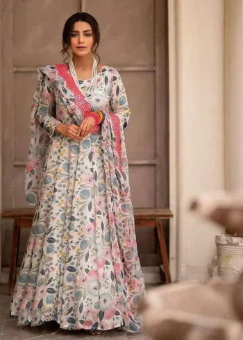 Sinon fabric Floral Printed Ready Made Gown