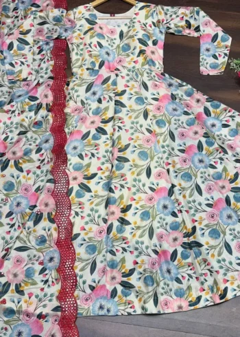 Sinon fabric Floral Printed Ready Made Gown