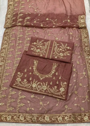 Soft Organza Heavy Embroidered Saree for Wedding