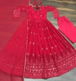 Trending red color Sequins Embroidered Designer Anarkali Suit