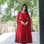 Trending red color Sequins Embroidered Designer Anarkali Suit