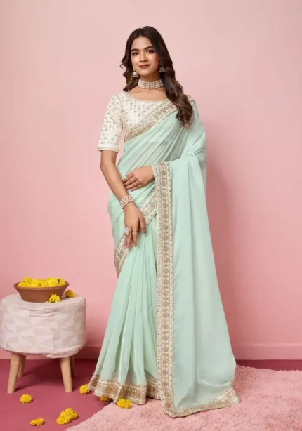 Wedding Wear Soft Taby Silk Organza Saree