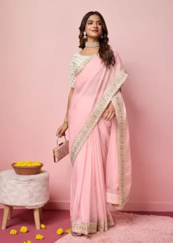 Wedding Wear Soft Taby Silk Organza Saree