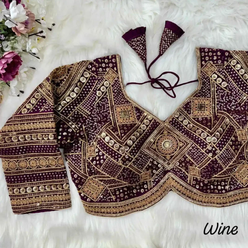 wine color Long Sleeves Apple Cut Designer Readymade Blouse