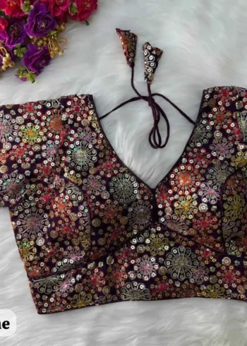 Sabyasachi Neck Style Sequins Multi Work Partywear Blouse