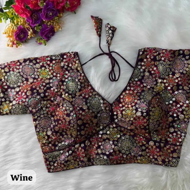 Sabyasachi Neck Style Sequins Multi Work Partywear Blouse