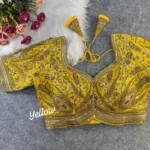 yellow color Soft Italian Slub Silk Readymade Bridal Blouse