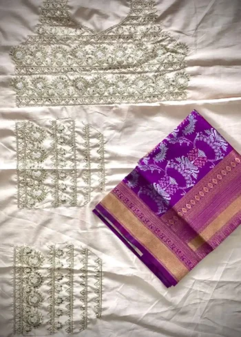 Pink Colour Banarasi Silk Saree with Embroidered Blouse