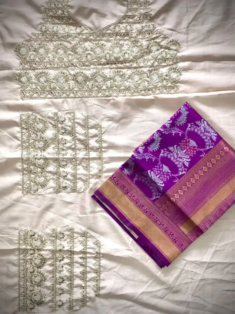 Pink Colour Banarasi Silk Saree with Embroidered Blouse
