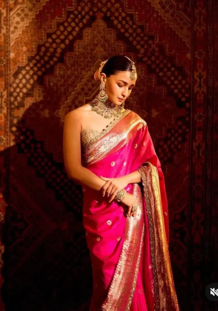 Alia Bhatt Inspired Soft Lichi Silk Saree