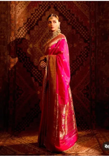 Alia Bhatt Inspired Soft Lichi Silk Saree