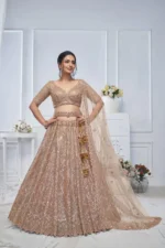 Alluring Brown Golden Sequins Embroidered Heavy Bridesmaid Lehenga Choli