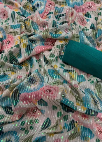 Beautiful Floral Printed Heavy Georgette Party Wear Saree