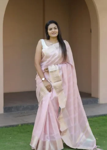 Beautiful Sequins Work Jacquard Border Soft Cotton Silk Saree
