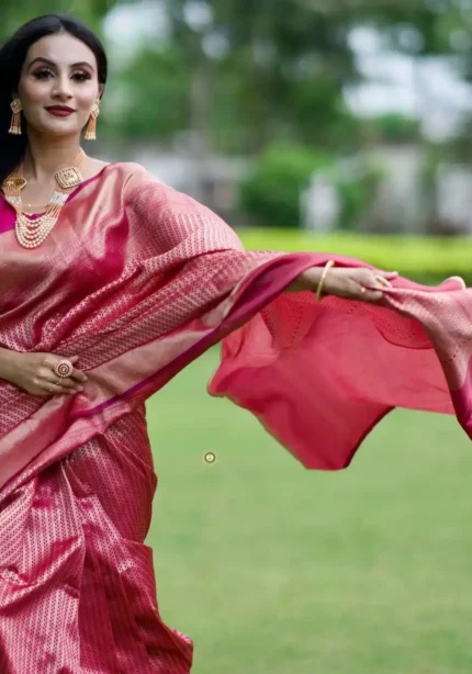 Beautiful Soft Lichi Silk Designer Saree